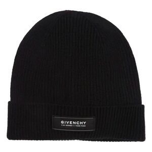 Givenchy Paris Spell Out Unisex Black Wool And Cashmere Beanie Authentic
